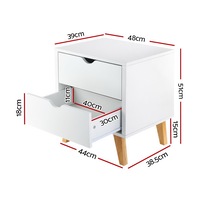 Buy Artiss Bedside Table 2 Drawers - ANDERS White - MyDeal