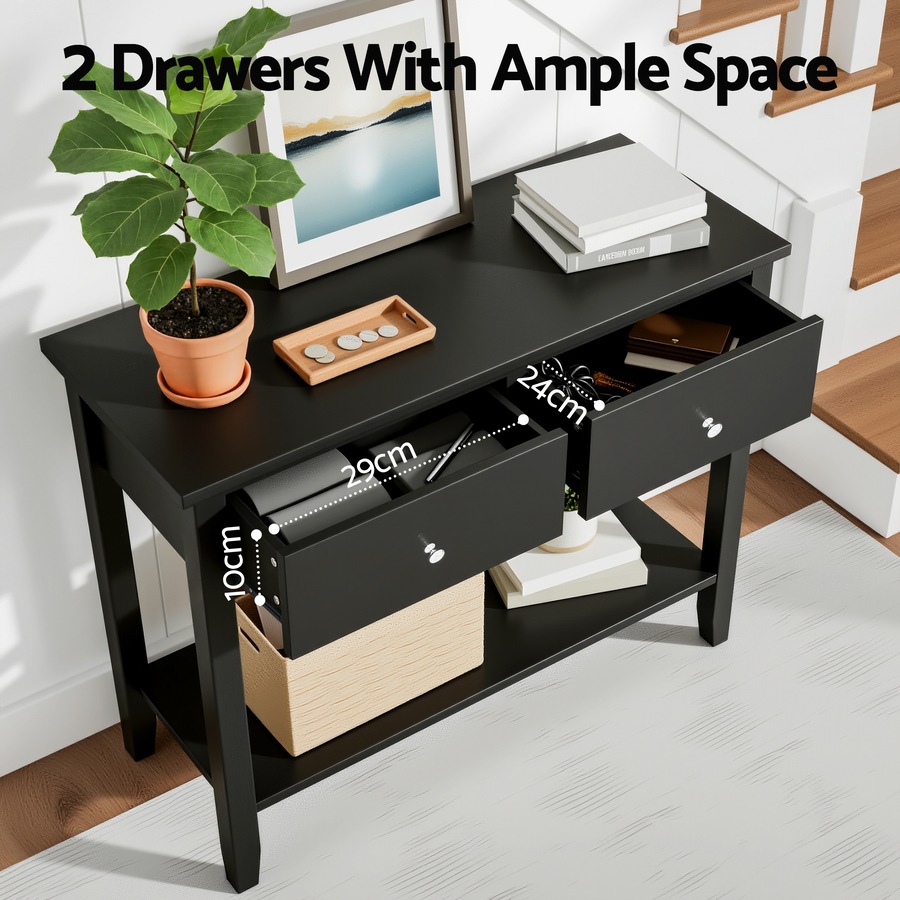 Buy 2 Drawers Artiss Console Table Hallway Sofa Couch Narrow Side ...