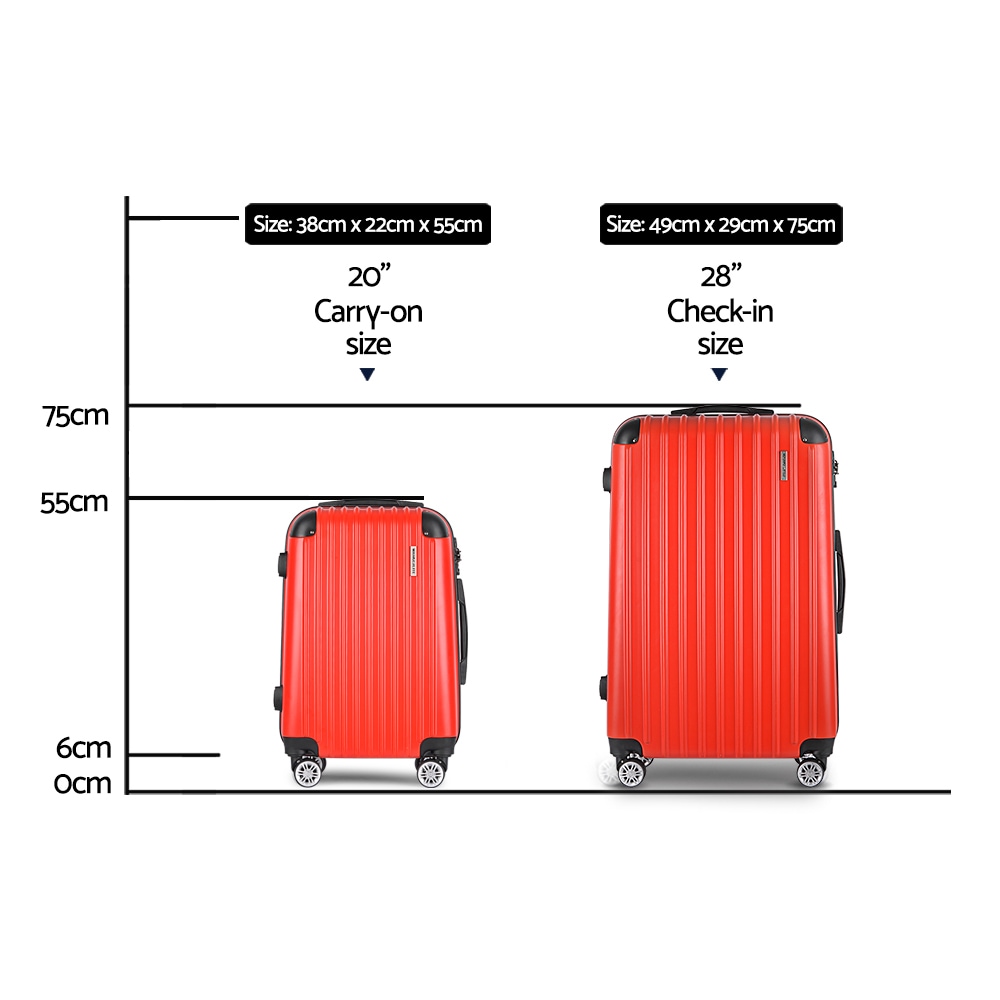 2pc Luggage Sets Suitcases Red TSA Travel Hard Case Lightweight | Buy 2 ...