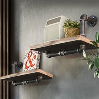 2pc Set Artiss Floating DIY Pipe Wall Shelf - IVOR