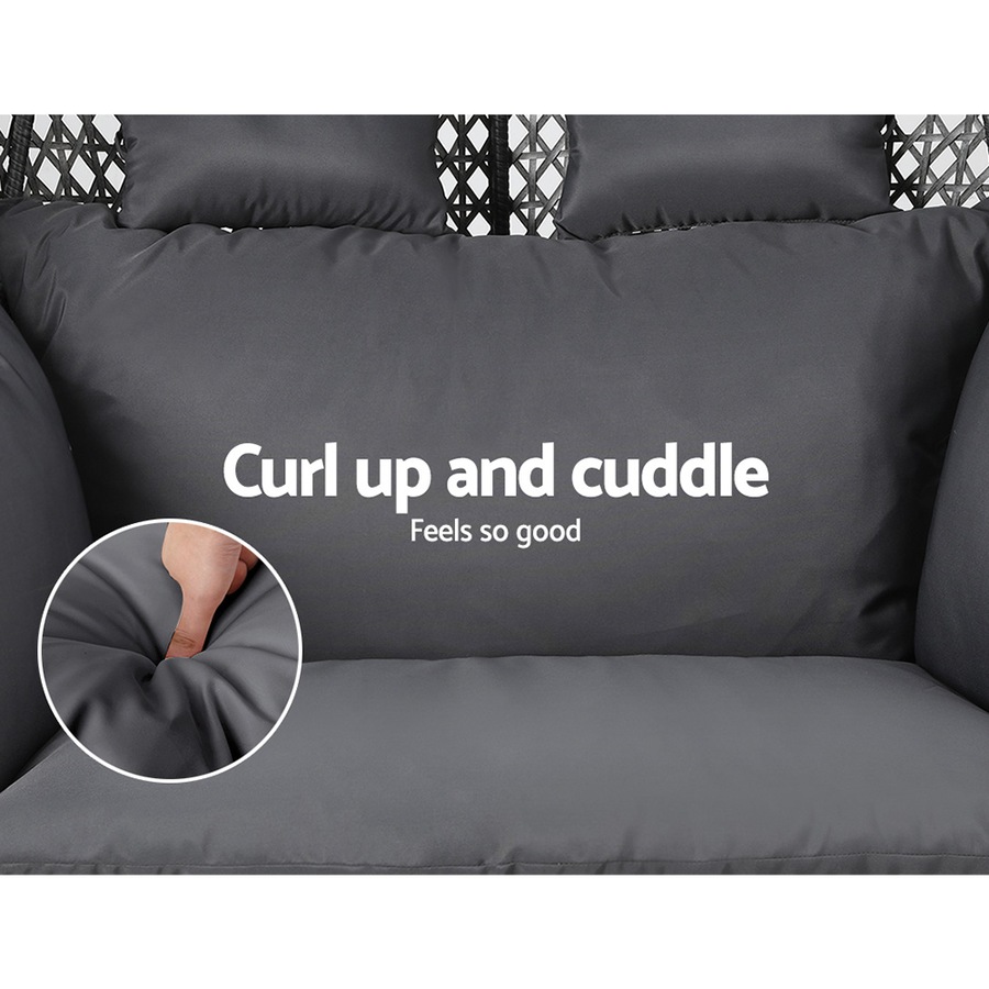 2 Seater Gardeon Outdoor Swing Chair Rattan Patio Furniture Pod Stand Cushion