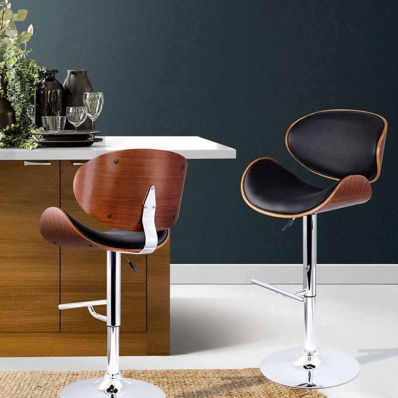 Artiss 2x Wooden Bar Stools MORIS Swivel Bar Stool Kitchen Chairs Black