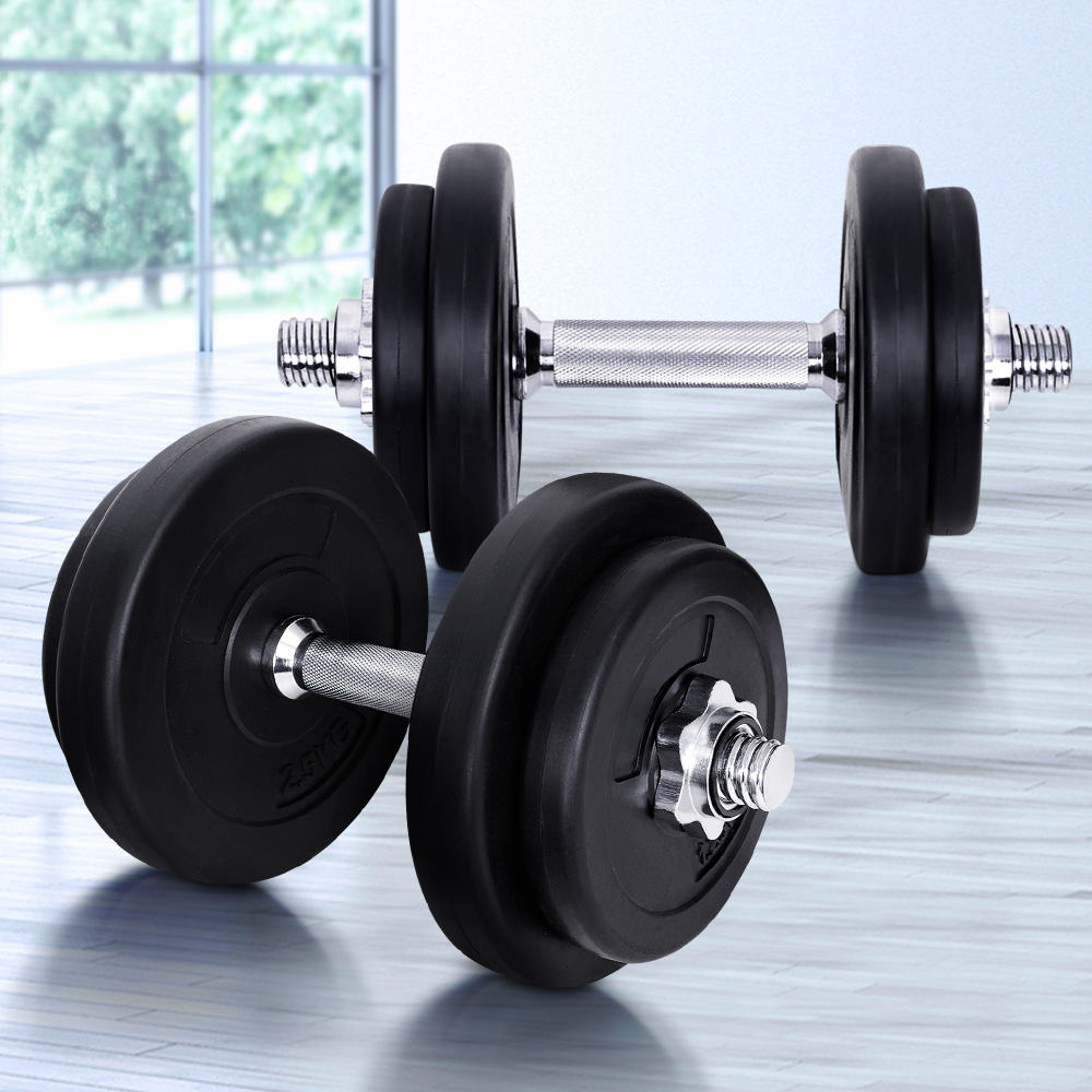 Everfit 20kg Dumbbell Set Weight Plates Dumbbells Lifting Bench Australia