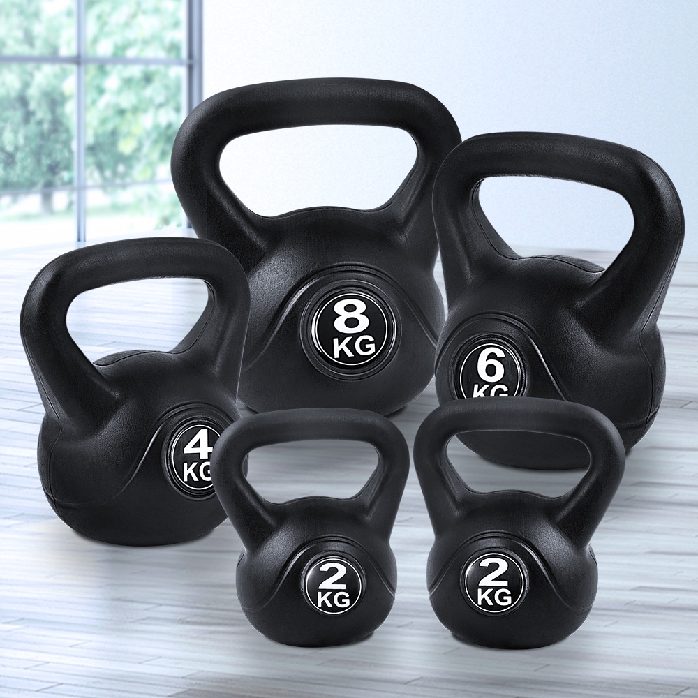 Everfit 22kg Kettlebell Set Weight Lifting Kettlebells Bench Dumbbells Gym Home Australia