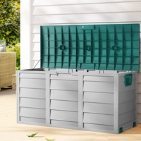 290L Gardeon Outdoor Storage Box Lockable Cabinet Organiser Garden Deck Shed Tool Green