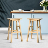 2x Artiss Bar Stools Kitchen Chairs Wooden Nature