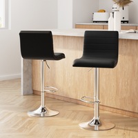 2x Artiss Bar Stools Padded Leather Gas Lift Black