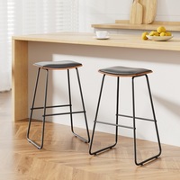 2x Artiss Bar Stools Leather Padded Metal