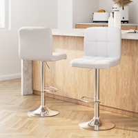 2x Artiss Bar Stools Leather Gas Lift White