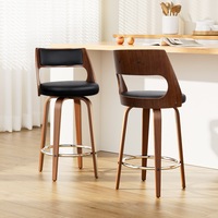 2x Artiss Bar Stools Swivel Leather Chair 65cm