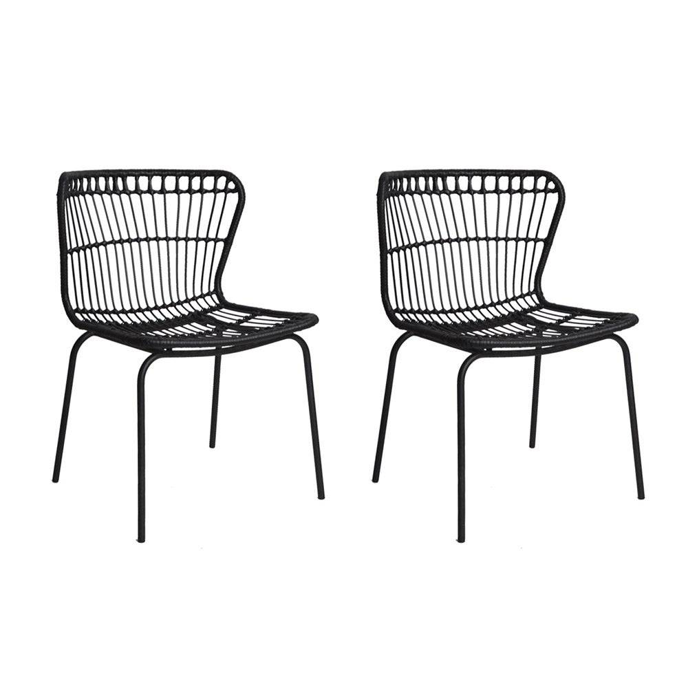 Artiss 2x Outdoor Dining Chairs Furniture Rattan Wicker Garden Patio Cafe Black
