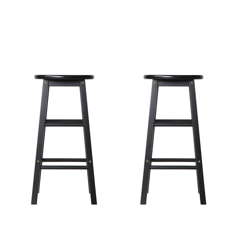 Buy Artiss 2 x Wooden Bar Stools Bar Stool Dining Chairs Kitchen Black ...