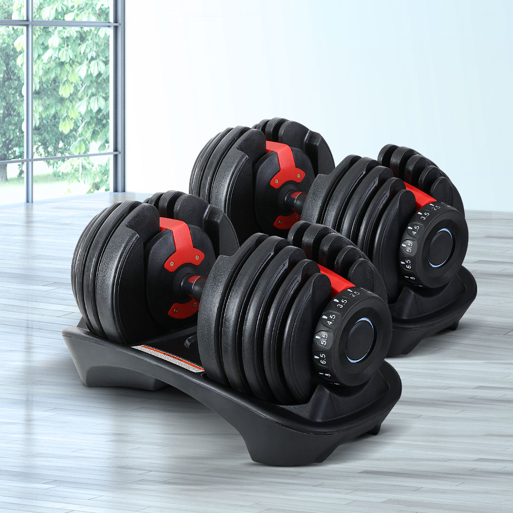 Everfit 24kg Dumbbells Adjustable Dumbbell Weight Plates Home Gym 2pcs Australia
