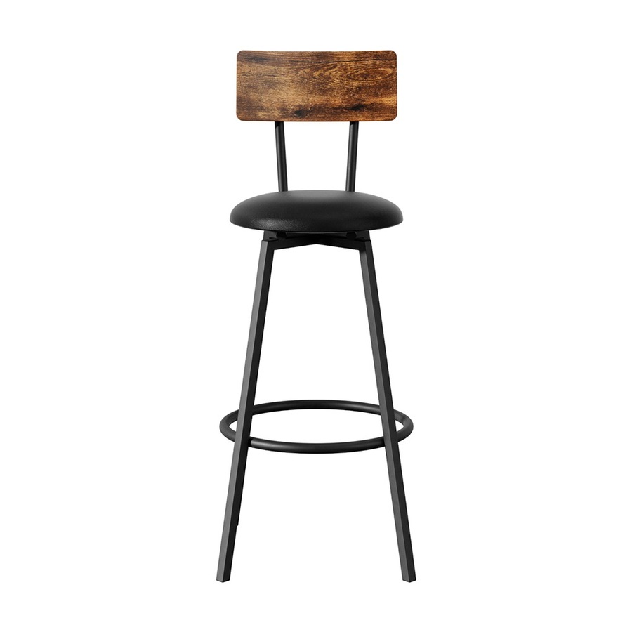 2X Artiss Industrial Bar Stools Upholstered Counter Chairs Cushioned Steel Frame Anti-Scratch
