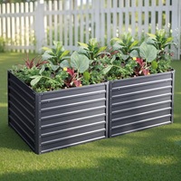 2x Green Fingers Garden Bed 100x100x77cm Planter Box Raised Container Galvanised
