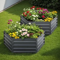 2x Green Fingers Garden Bed 130x130x46cm Planter Box Raised Container Galvanised