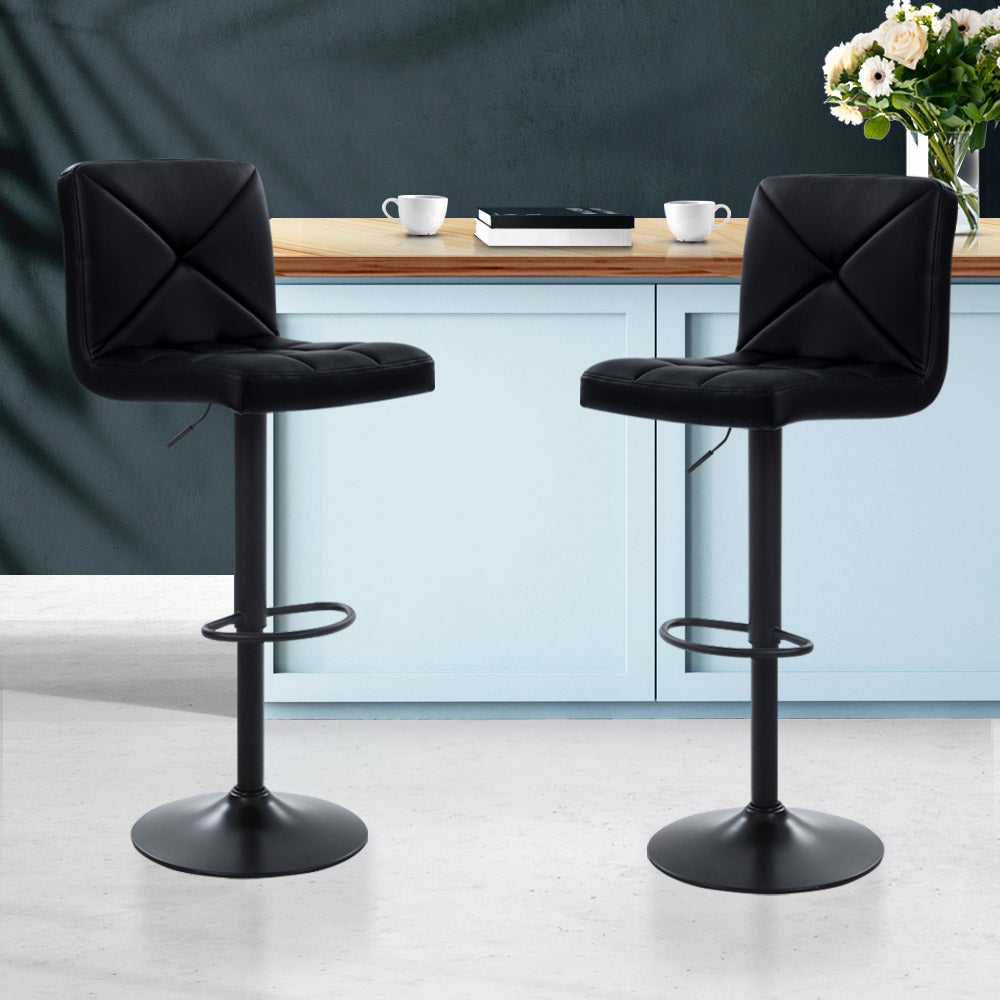 Artiss Bar Stools Kitchen Leather Barstools Swivel Gas Lift Counter Chairs x2