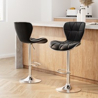 2x Artiss Bar Stools Gas Lift Leather Seat Black