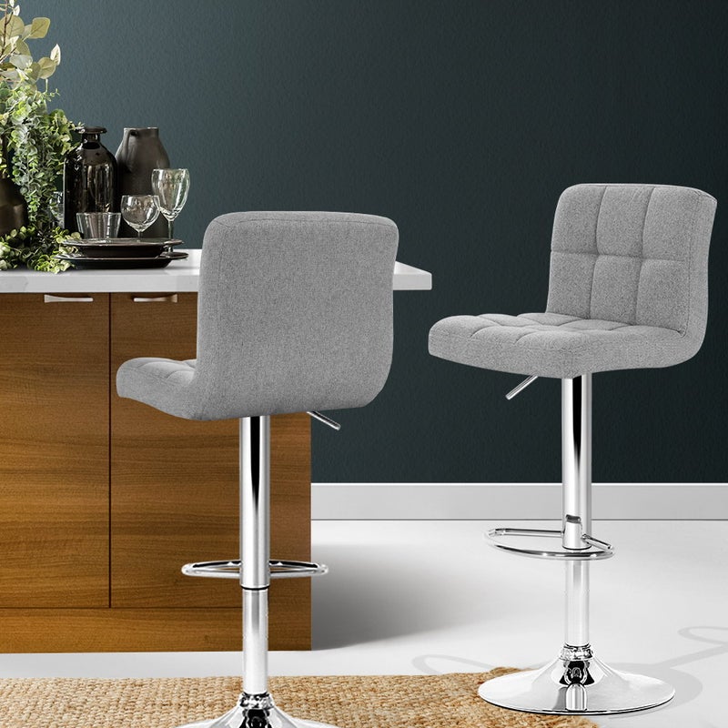 Buy Artiss 2x Bar Stools Leather Gas Lift Grey MyDeal