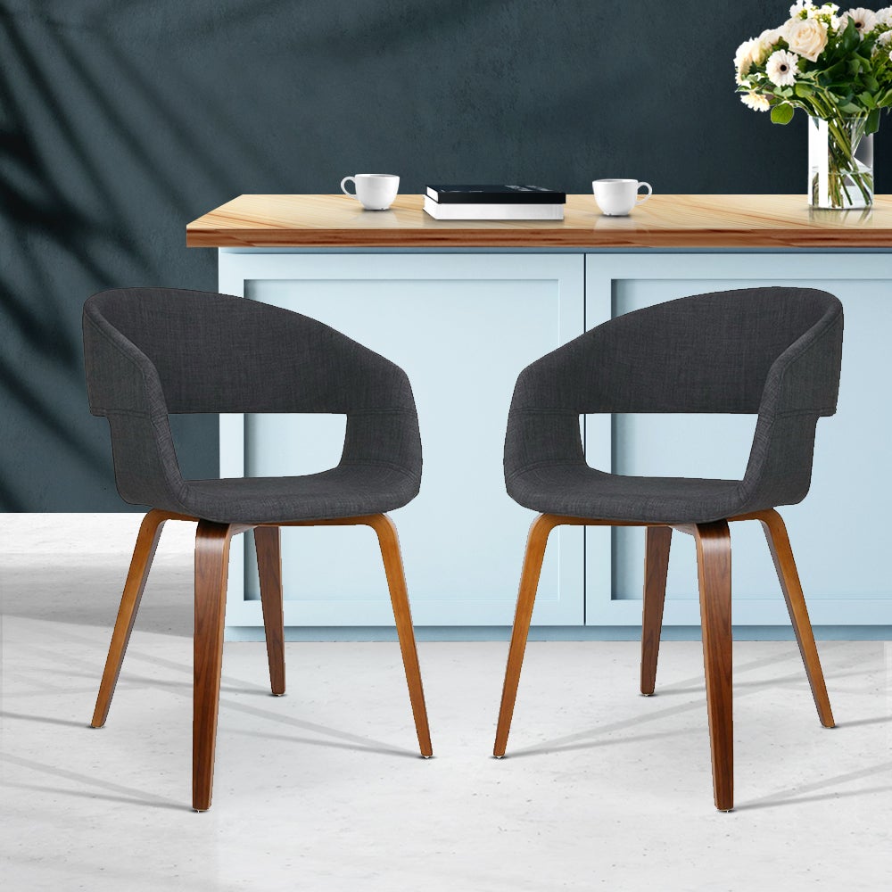 Artiss Dining Chairs Wood Armchair Black Cafe Chairs Set Of 2 Evan