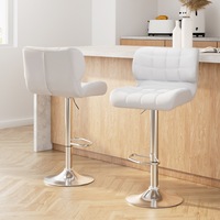 2x Artiss Bar Stools Gas Lift Leather Padded White