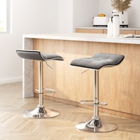 2x Artiss Bar Stools Linen Padded Gas Lift