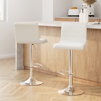 2x Artiss Bar Stools Padded Leather Gas Lift White