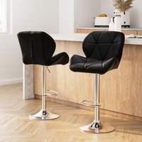 2x Artiss Bar Stools Gas Lift Padded Leather Black