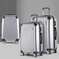 20" 24" 28" Luggage Wanderlite Trolley Travel Set Suitcase Carry On TSA Lock Hard Case Lightweight 3pcs Silver