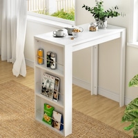 Artiss Bar Table 3-tier Storage Shelves White