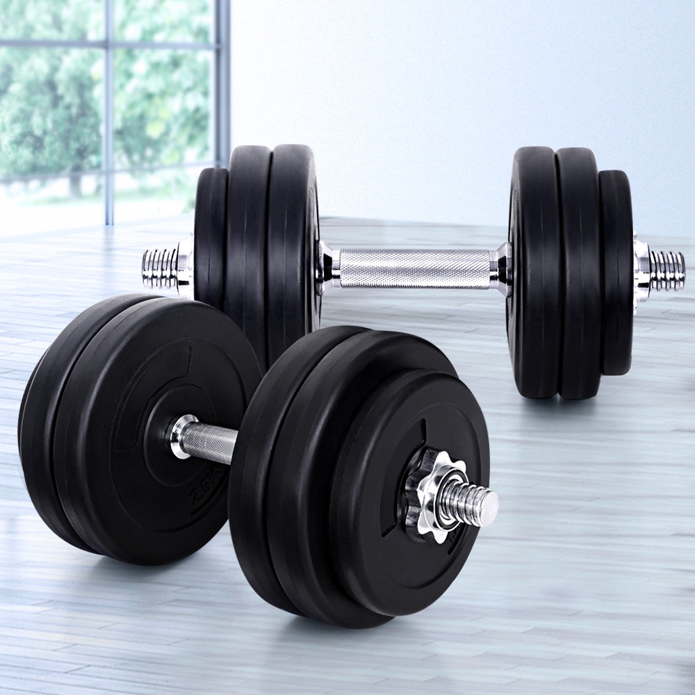 Everfit 30kg Dumbbell Set Weight Plates Dumbbells Lifting Bench Australia