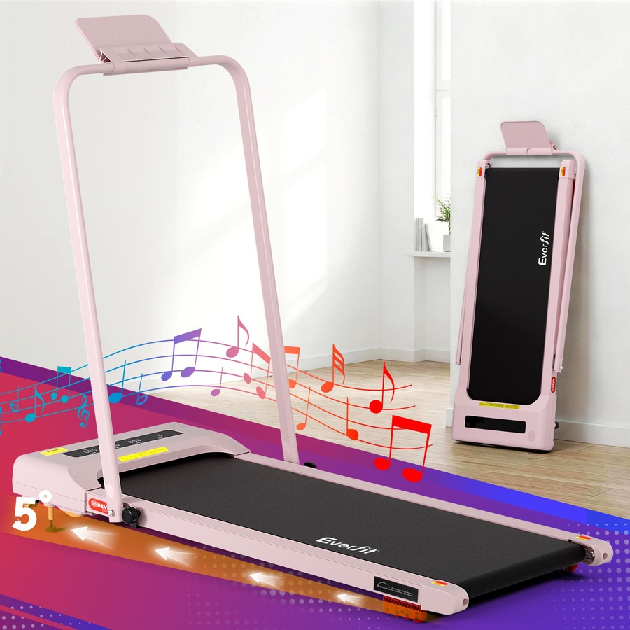 Everfit 9% Incline Treadmill 38cm Belt 3 in 1 Walking Pad Foldable Under Desk with Handle Pink