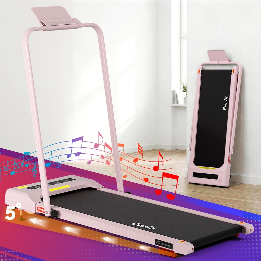 Everfit 9% Incline Treadmill 38cm Belt 3 in 1 Walking Pad Foldable Under Desk with Handle Pink