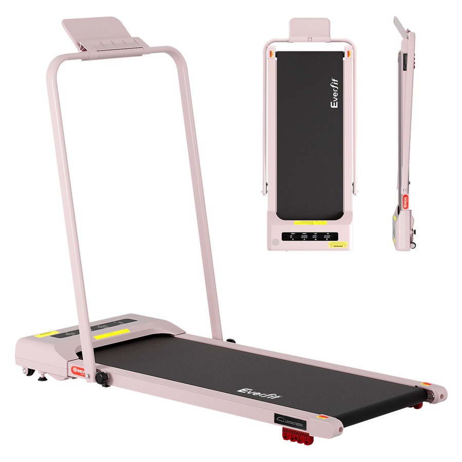 Everfit 9% Incline Treadmill 38cm Belt 3 in 1 Walking Pad Foldable Under Desk with Handle Pink