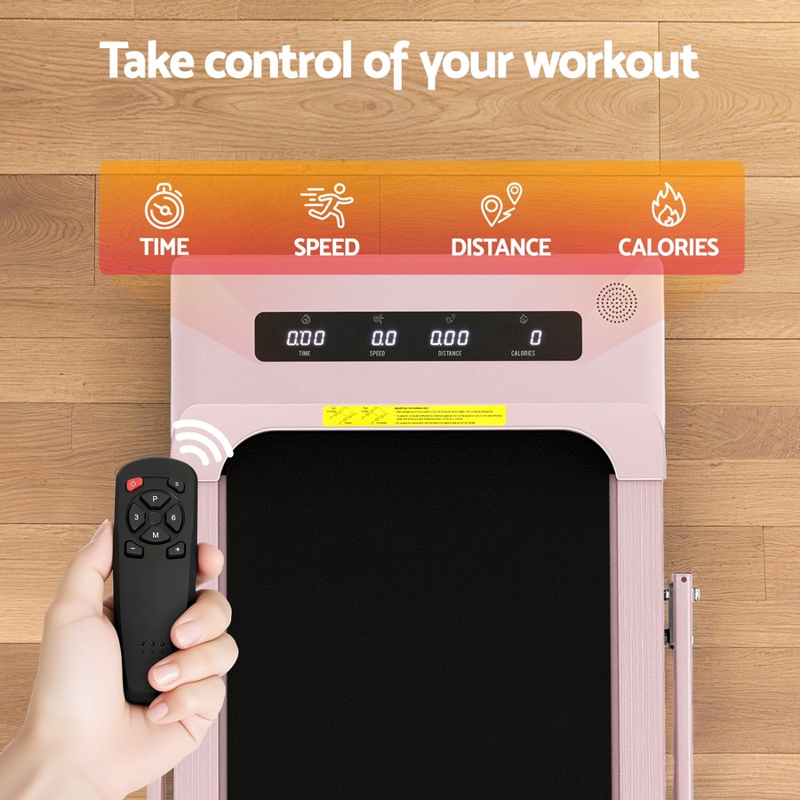 Everfit 9% Incline Treadmill 38cm Belt 3 in 1 Walking Pad Foldable Under Desk with Handle Pink