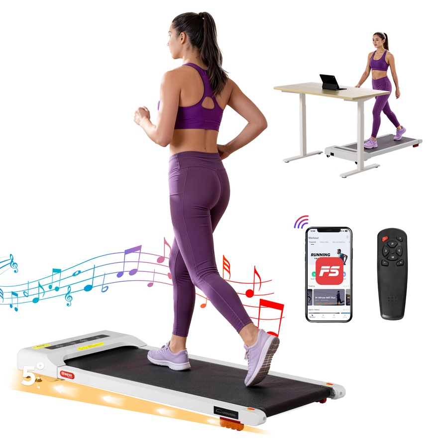 Everfit 9% Incline Treadmill 38cm Belt 3 in 1 Walking Pad Foldable Under Desk Home Gym White