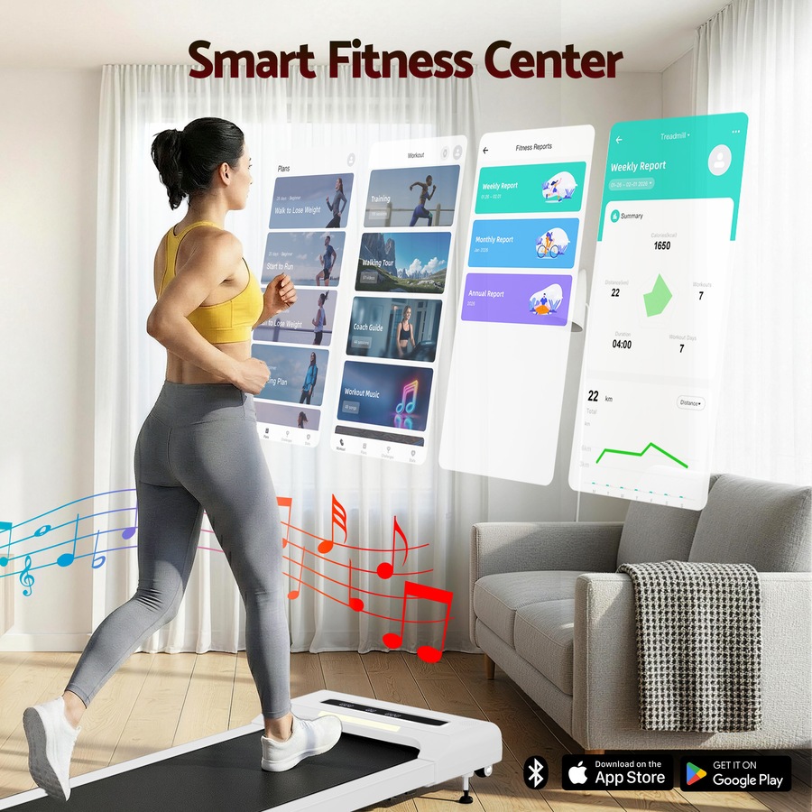 Everfit 9% Incline Treadmill 38cm Belt 3 in 1 Walking Pad Foldable Under Desk Home Gym White