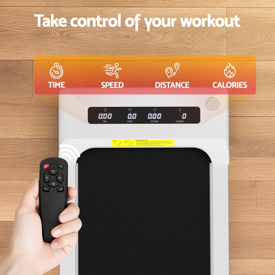 Everfit 9% Incline Treadmill 38cm Belt 3 in 1 Walking Pad Foldable Under Desk Home Gym White