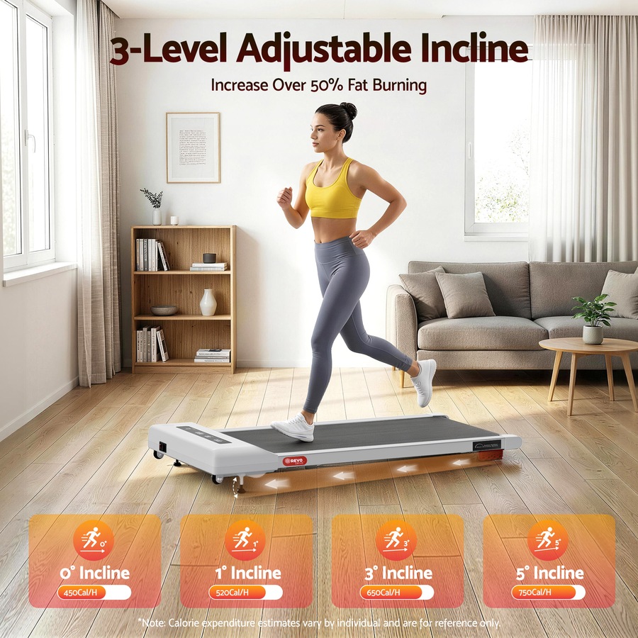 Everfit 9% Incline Treadmill 38cm Belt 3 in 1 Walking Pad Foldable Under Desk Home Gym White