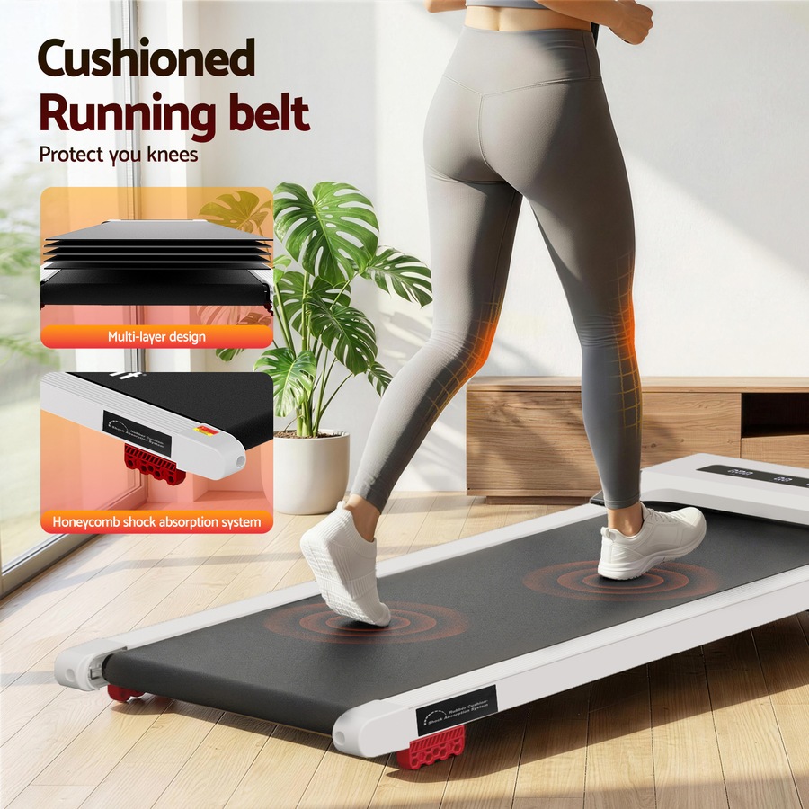 Everfit 9% Incline Treadmill 38cm Belt 3 in 1 Walking Pad Foldable Under Desk Home Gym White