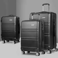 20" 24" 28" Wanderlite Luggage 3pc Trolley Set Suitcase Travel TSA Carry On Hard Case Lightweight Black