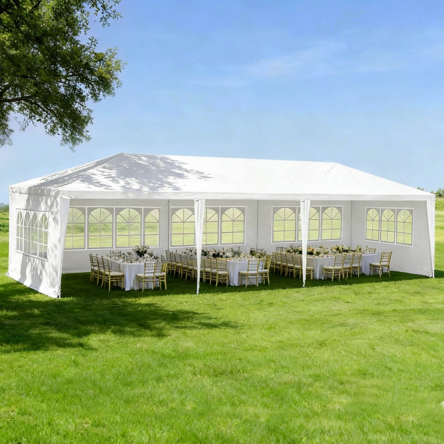 3x9m Gazebo InstaHut Marquee Wedding Party Tent Outdoor Camping Side Wall Canopy 5 Panel White