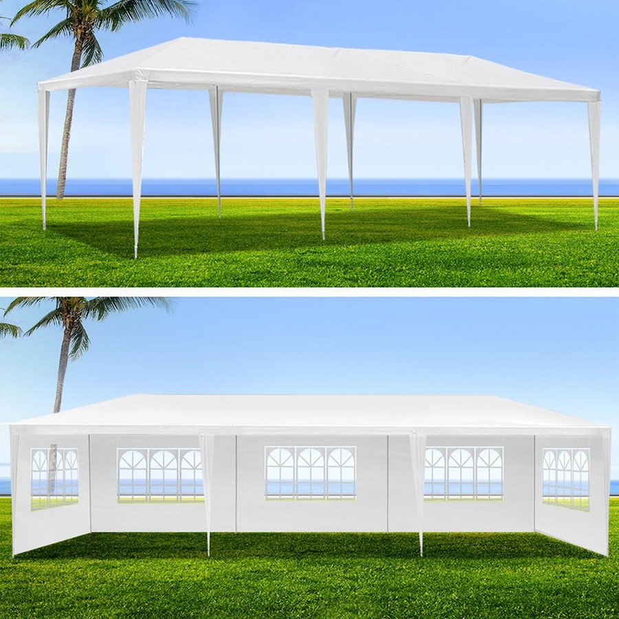 3x9m Gazebo InstaHut Marquee Wedding Party Tent Outdoor Camping Side Wall Canopy 5 Panel White