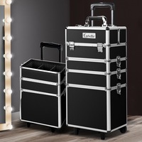1X Embellir Makeup Case Beauty Trolley Cosmetic Organiser Box Travel Wheels Black