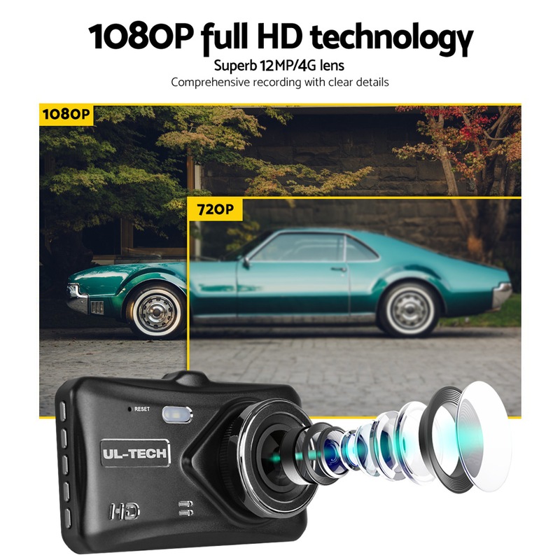 Buy ULTECH Dash Camera Dual Cam Reversing Car 4'' Recorder 32GB DVR