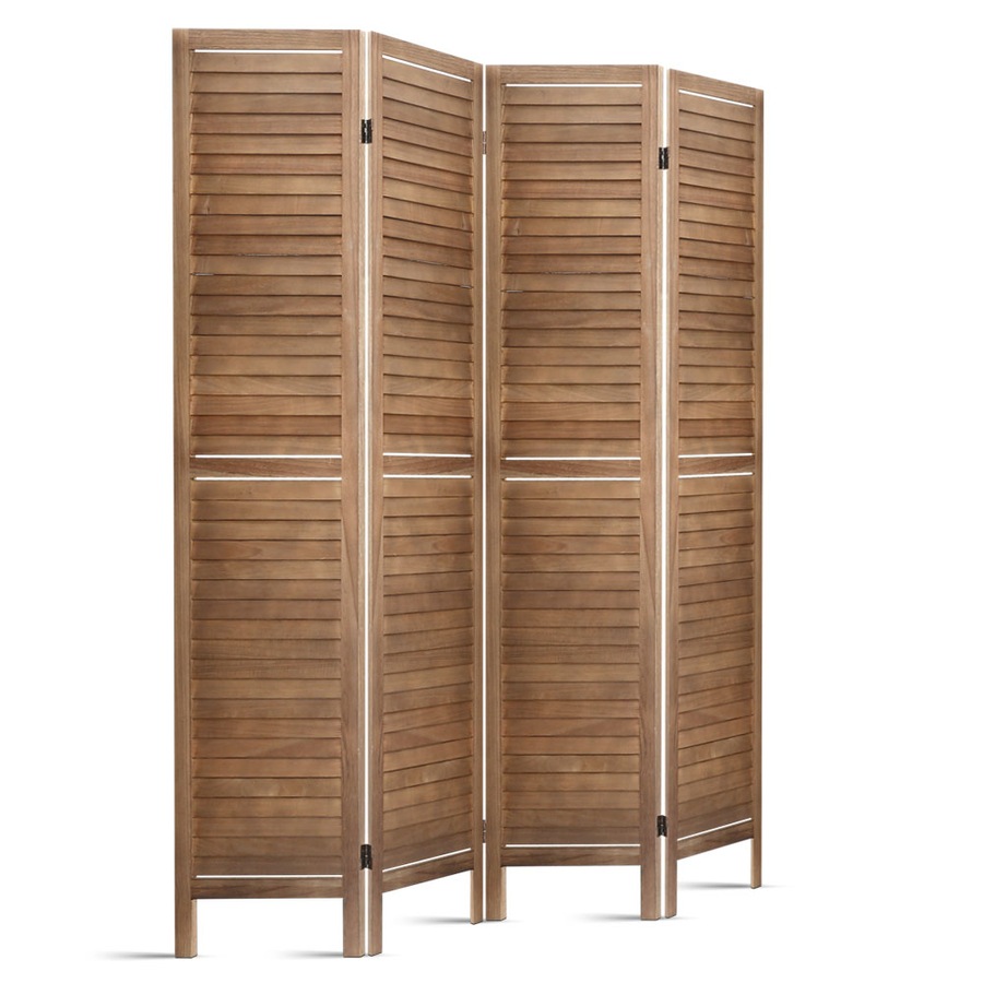 Buy 4 Panel Artiss Room Divider Screen 160x170cm Louver Oak - Everyday ...