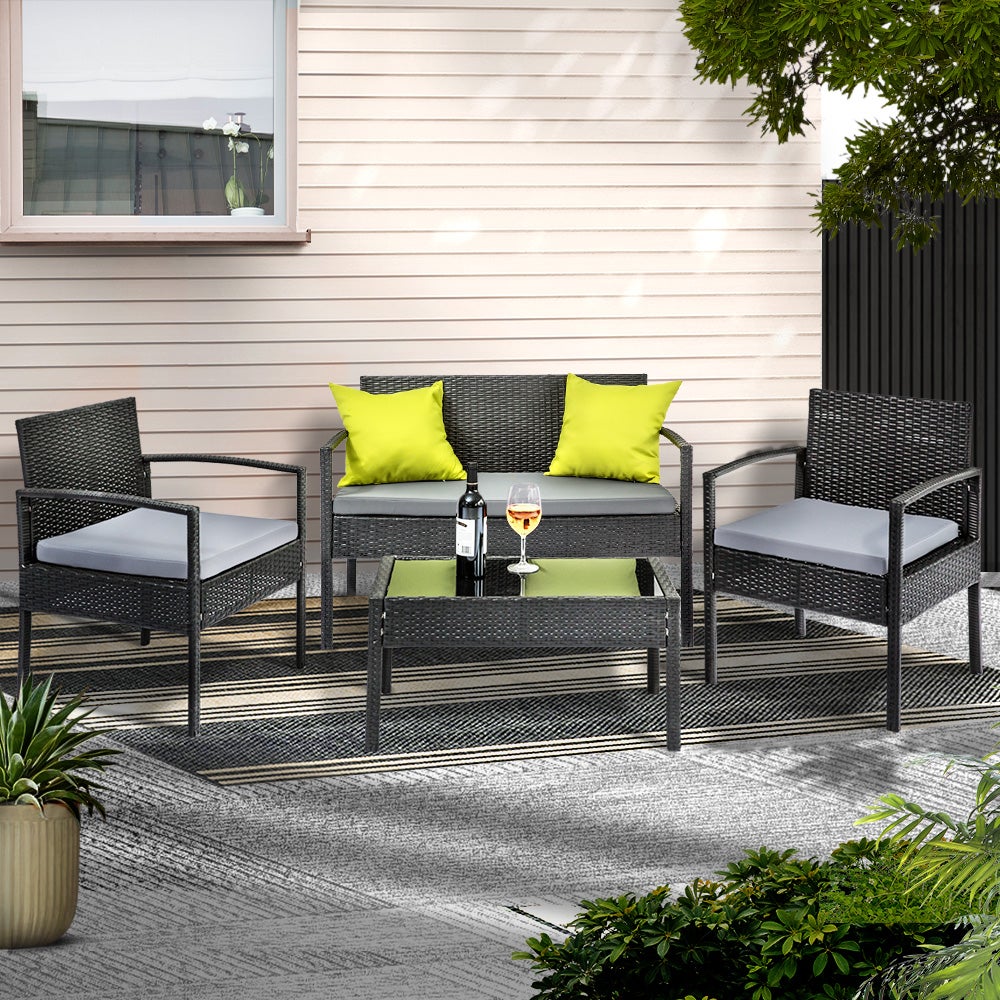 Gardeon Outdoor Sofa Set Wicker Lounge Setting Table and Chairs Patio Furniture