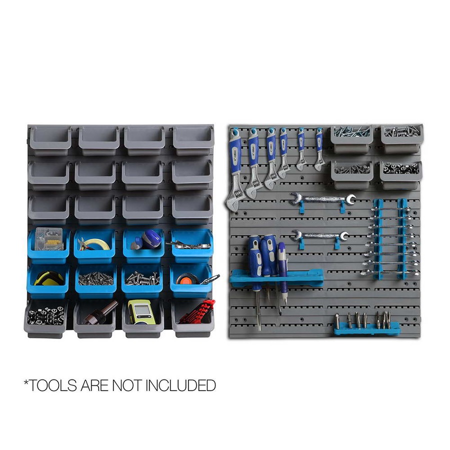 Giantz Wall Mounted Bin Rack Pegboard Tools Storage Workshop Organiser
