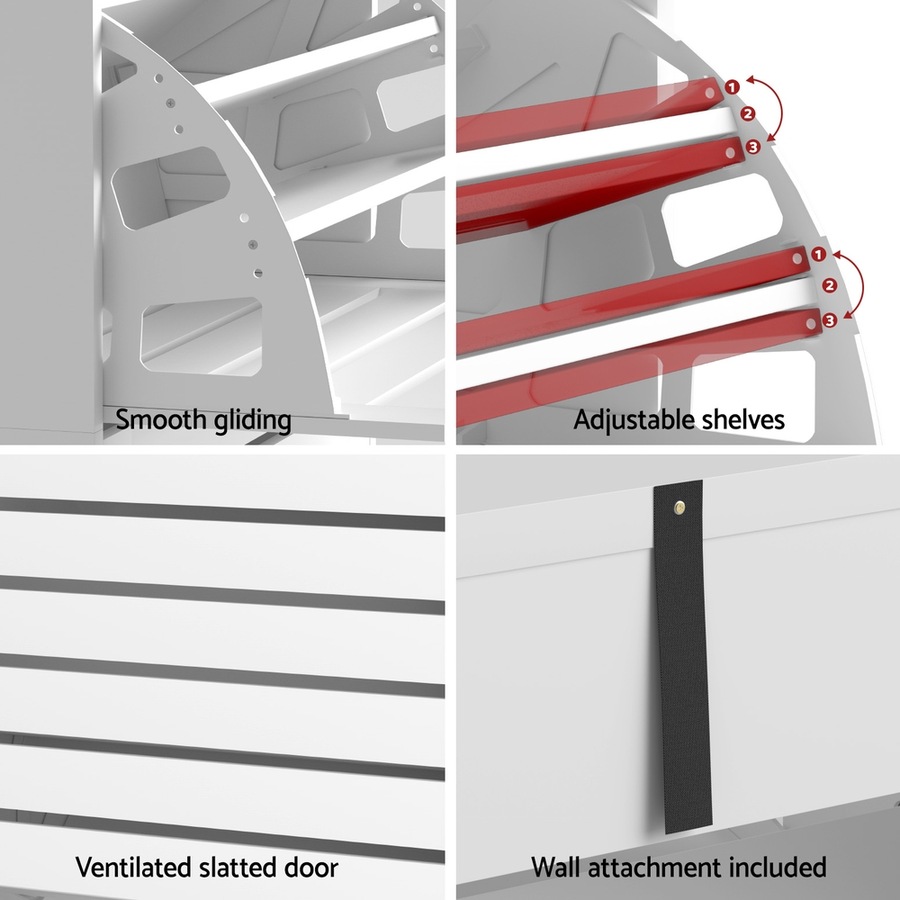 45 Pairs Artiss Shoe Rack Cabinet 3 Doors White