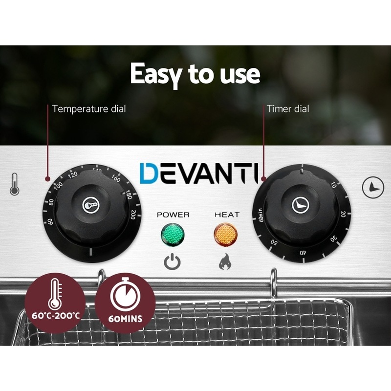 Buy Devanti Commercial Electric Deep Fryer Basket Chip Cooker Stainless